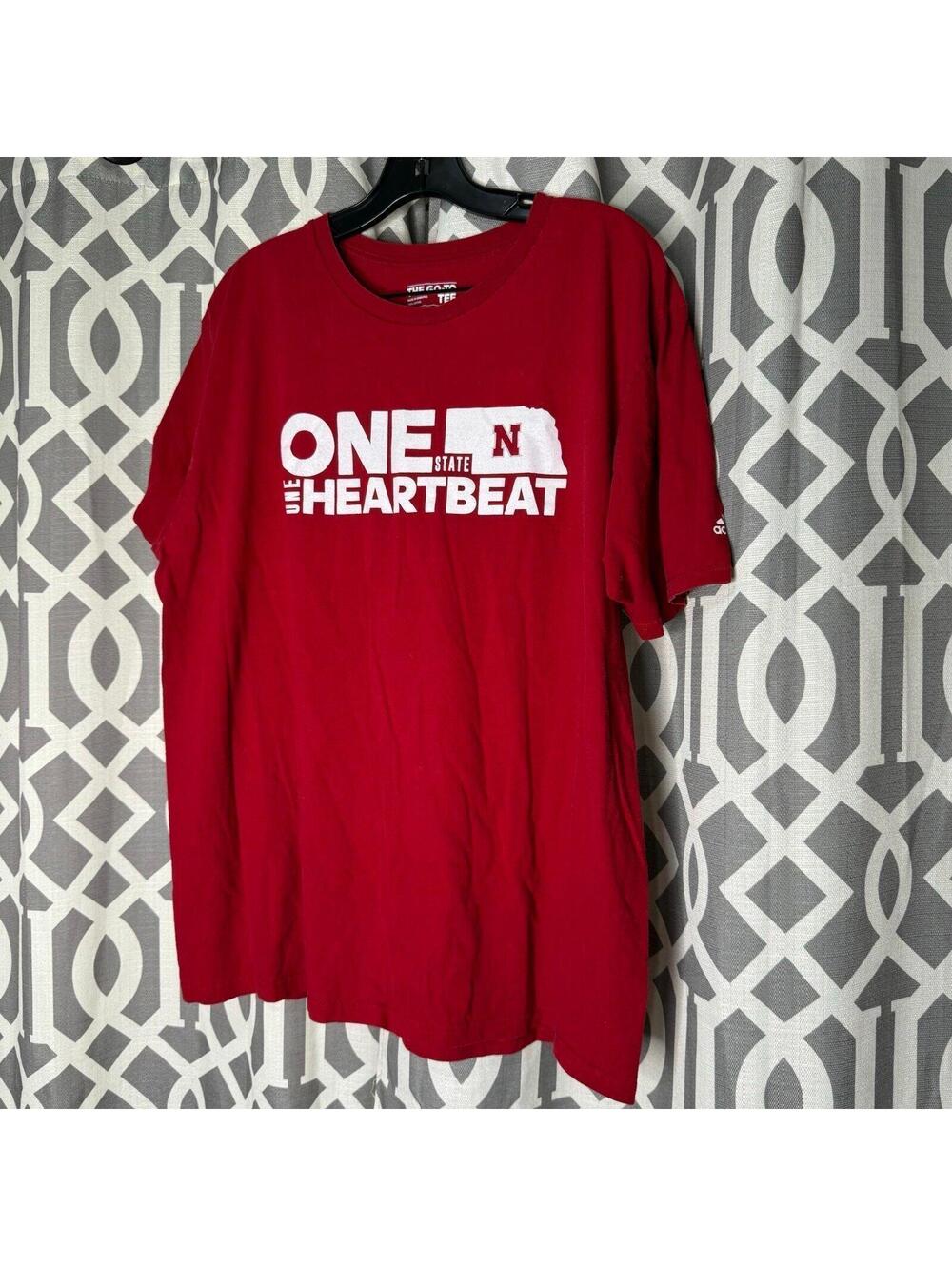 Adidas red one state one heartbeat shirt